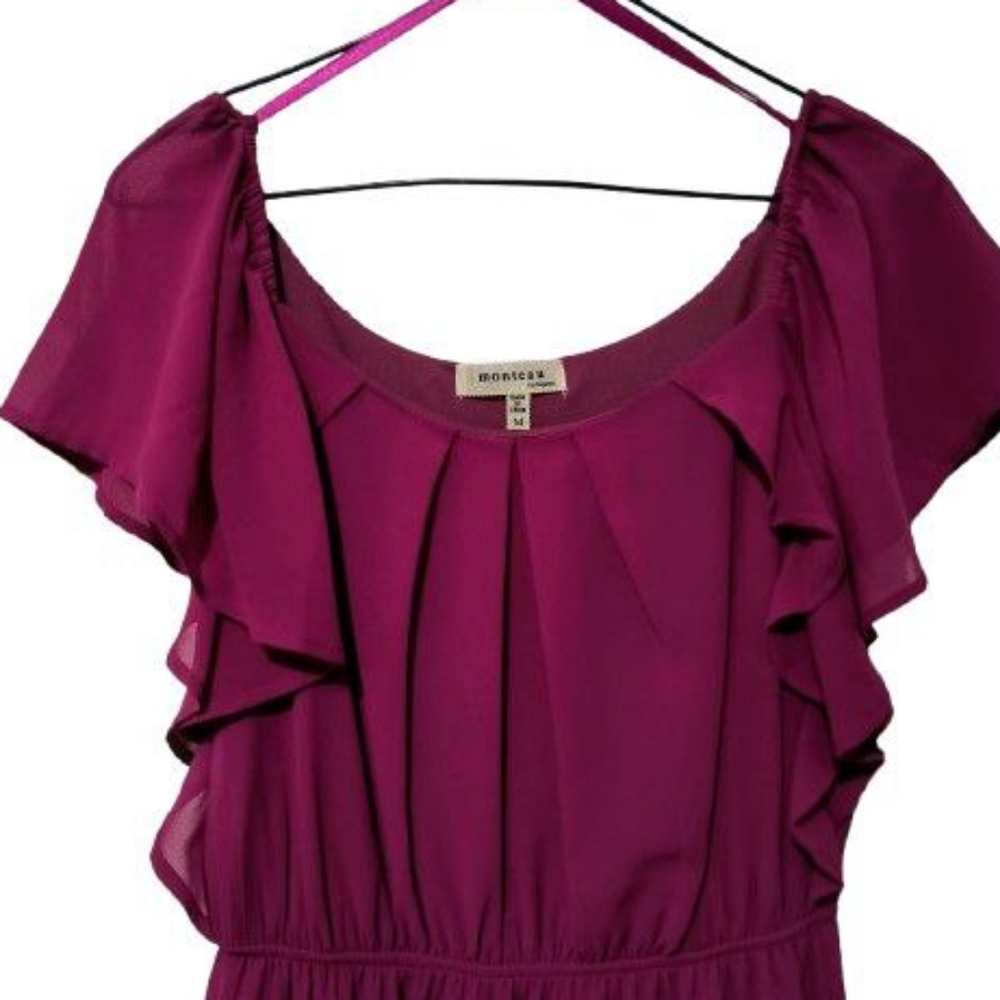 Ruffled Magenta Chiffon Dress